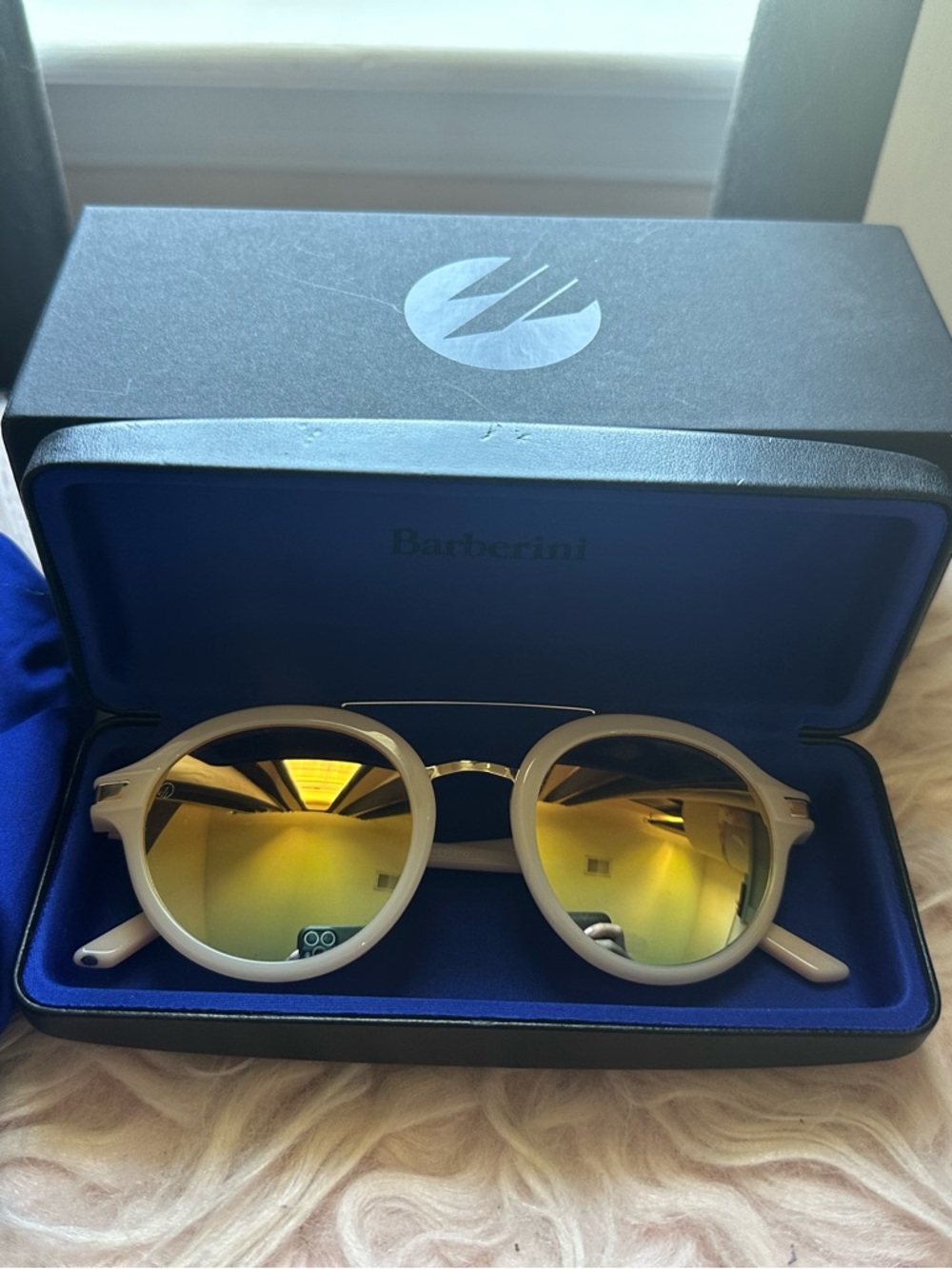 Barberini Pink Round Sunglasses with Mirrored Lenses